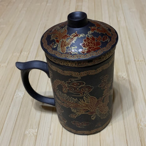 Заварочная чашка с ситом из глины Фениксы антрацит 300 мл